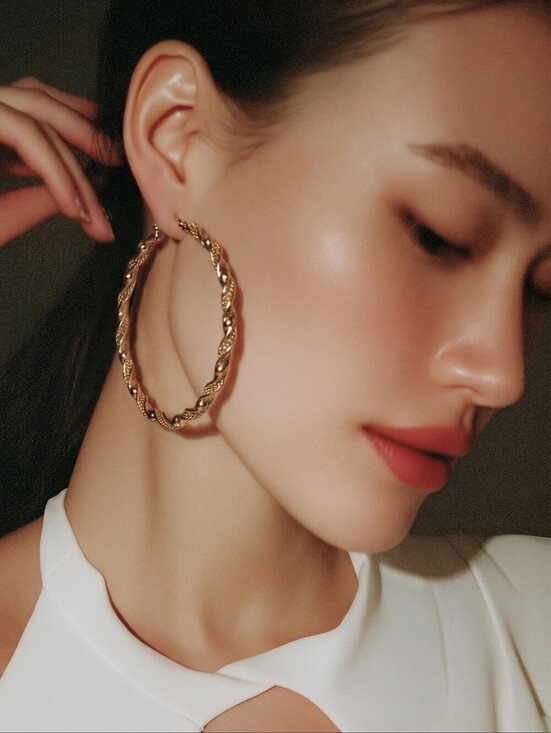 Nadine West Jewelry - NWT Maren Elena For Nadine West Gold Oversized Twisted Hoop Earrings ~4"